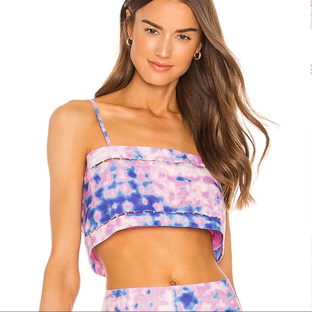 Alexis Pink and Blue Tie-Dye Crop Top